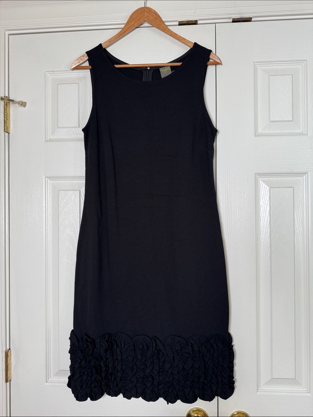 Taylor Black Sleeveless Shift Dress w/ Rosette Hem - Size 6
